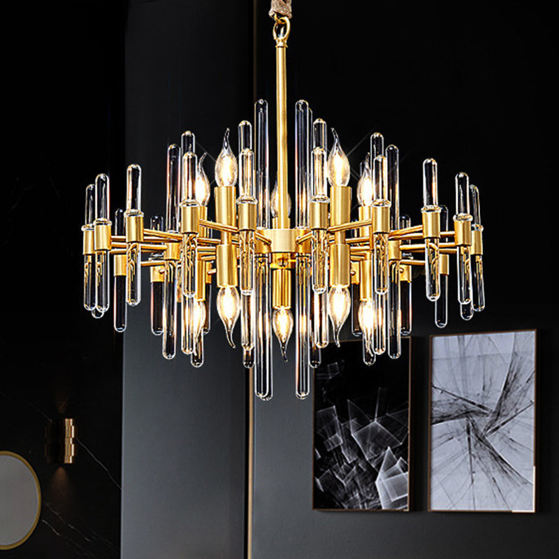 Gold Color Contemporary Candle Chandelier Metal Suspended Light with Crystal Block Design 10 Dorado Clearhalo 'Ceiling Lights' 'Hogar' 'Iluminaci��n' 'L��mparas de Ara��a' 'L��mparas de Techo' 2136630_e8354e33-7206-46fe-9d28-6eb7d5b487d7