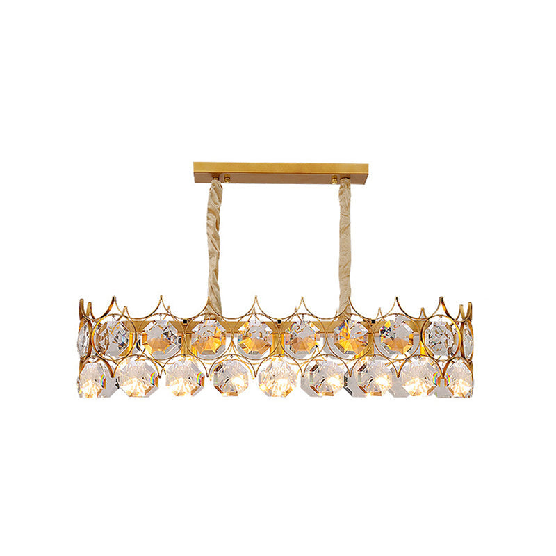 Gold Geometrical Chandelier Pendant Light Post-Modern Beveled Crystal Hanging Light Gold Small Rectangle Clearhalo 'Ceiling Lights' 'Chandeliers' 'Modern Chandeliers' 'Modern' Lighting' 2136650