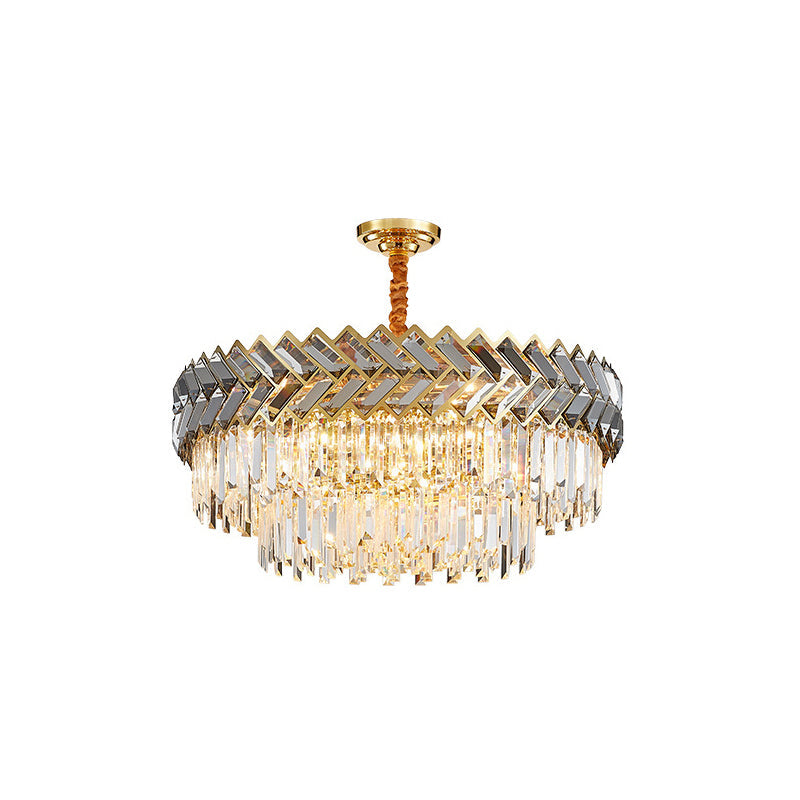 Prismatic Crystal Round Suspension Light Artistic Stainless-Steel Chandelier Light for Living Room Clearhalo 'Ceiling Lights' 'Chandeliers' 'Modern Chandeliers' 'Modern' Lighting' 2136825