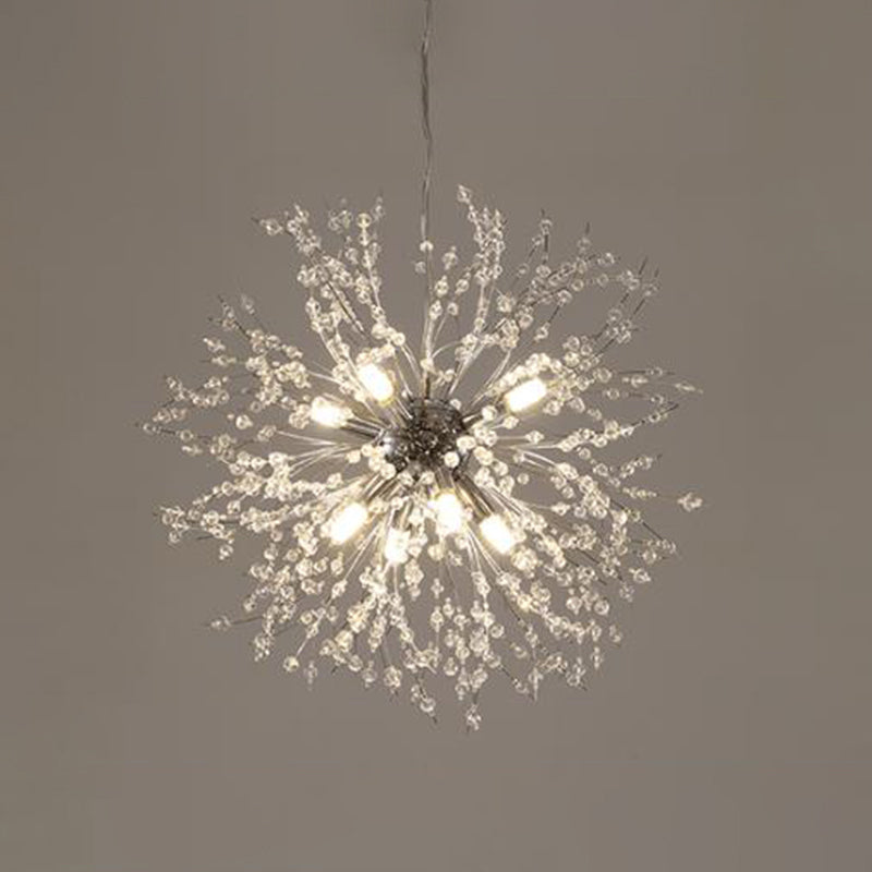 Crystal Orb Dandelion Ceiling Lighting Modern Chandelier Light Fixture for Living Room 8 Gold Round Clearhalo 'Ceiling Lights' 'Chandeliers' 'Modern Chandeliers' 'Modern' Lighting' 2136920