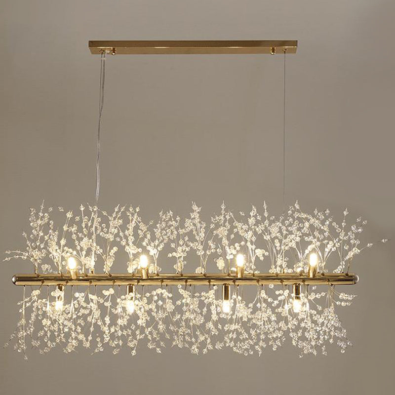 Crystal Orb Dandelion Ceiling Lighting Modern Chandelier Light Fixture for Living Room 12 Gold Linear Clearhalo 'Ceiling Lights' 'Chandeliers' 'Modern Chandeliers' 'Modern' Lighting' 2136921
