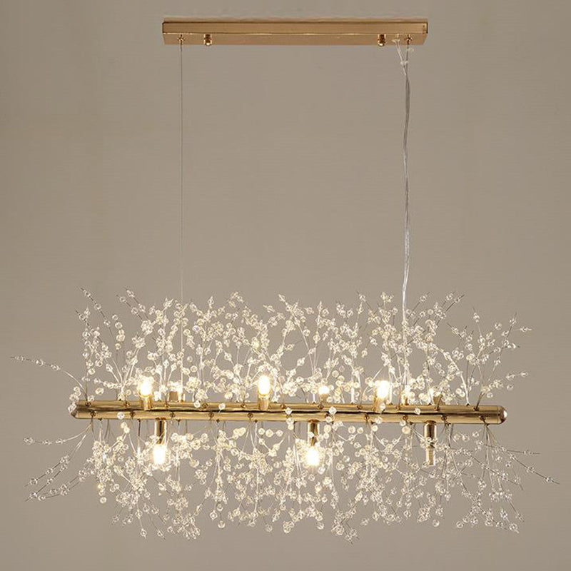 Crystal Orb Dandelion Ceiling Lighting Modern Chandelier Light Fixture for Living Room 9 Gold Linear Clearhalo 'Ceiling Lights' 'Chandeliers' 'Modern Chandeliers' 'Modern' Lighting' 2136922