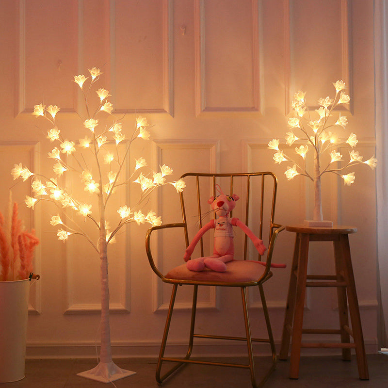 Art Decor Flower Tree LED Table Lamp Metallic Living Room USB Floor Lighting in White White USB Clearhalo 'Night Lights' 'Wall Lights' Lighting' 2137683