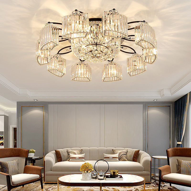 Modern Branch Flush Mount Light Clear Prismatic Crystal Semi Mount Lighting in Black 14 Black Clearhalo 'Ceiling Lights' 'Close To Ceiling Lights' 'Close to ceiling' 'Flush mount' Lighting' 2137849