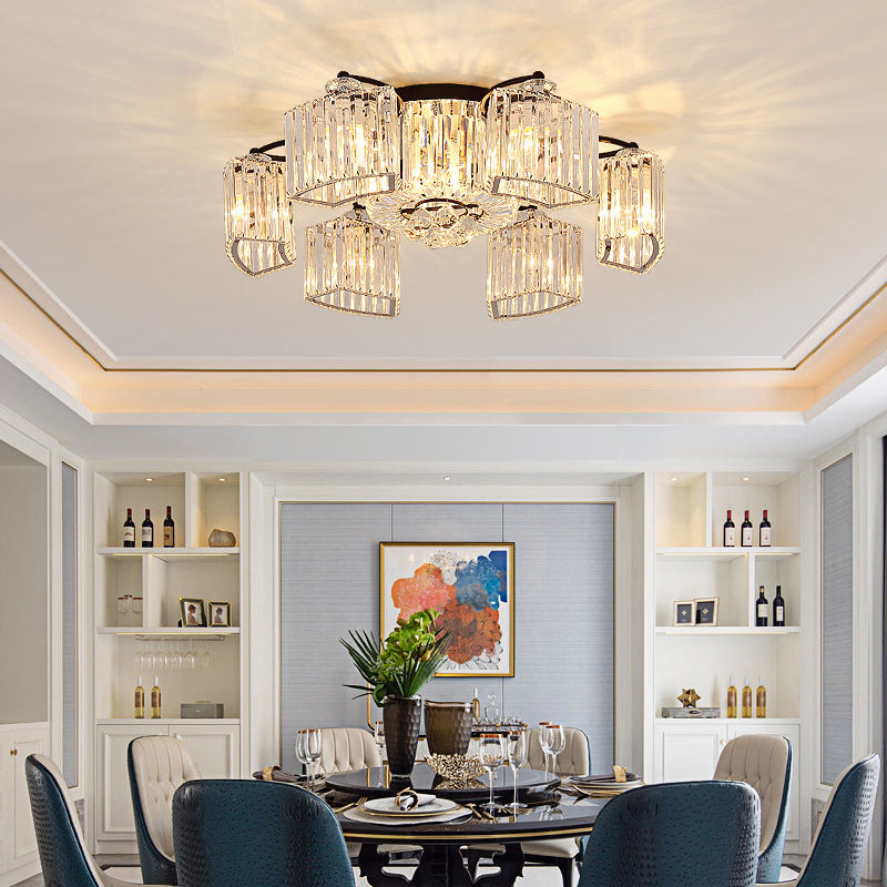 Modern Branch Flush Mount Light Clear Prismatic Crystal Semi Mount Lighting in Black 9 Black Clearhalo 'Ceiling Lights' 'Close To Ceiling Lights' 'Close to ceiling' 'Flush mount' Lighting' 2137853