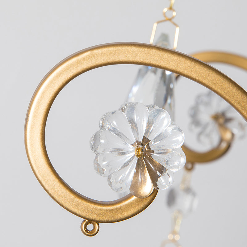 Swirling Chandelier Light Antique Metal Suspended Lighting Fixture with Crystal Droplet Clearhalo 'Ceiling Lights' 'Chandeliers' Lighting' options 2138012