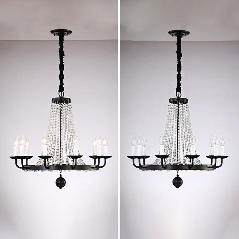 Metal Chandelier Candelabra Retro Ceiling Pendant Light with Flared Crystal Strand Clearhalo 'Ceiling Lights' 'Chandeliers' Lighting' options 2138051