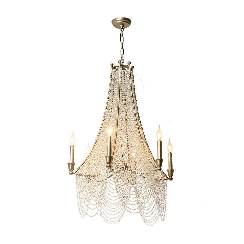 Candle Metal Chandelier Lighting Rural Kitchen Hanging Lamp with Crystal Draping Clearhalo 'Ceiling Lights' 'Chandeliers' Lighting' options 2138063