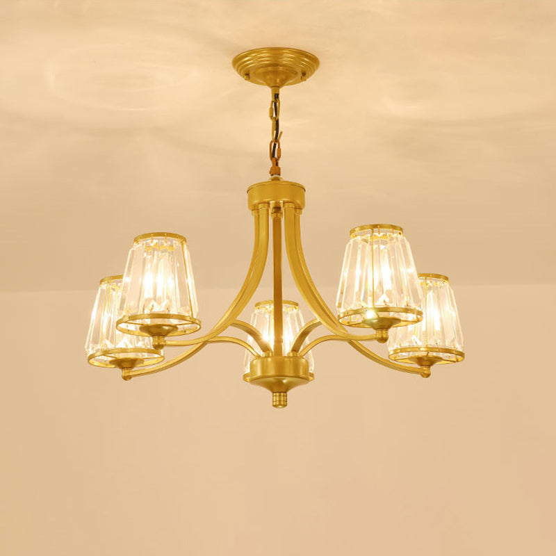 Crystal Prism Hanging Chandelier Conical Traditional Style Pendant Lighting Fixture Clearhalo 'Ceiling Lights' 'Chandeliers' Lighting' options 2138247