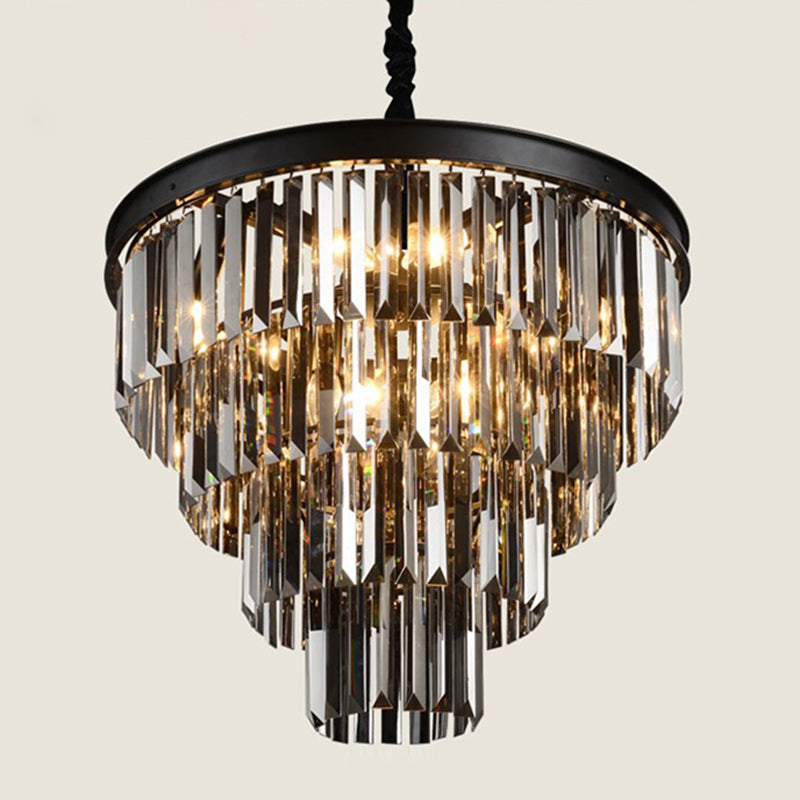 Black Round Chandelier Pendant Light Classic Crystal Bedroom Hanging Ceiling Light Black 23.5" B Clearhalo 'Ceiling Lights' 'Chandeliers' Lighting' options 2138325_d2f4421e-3923-47a5-8992-0d69dc64971a