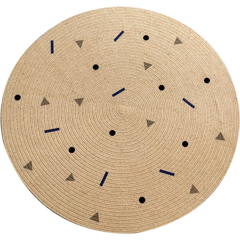 Creative Multicolor Rustic Rug Jute Geometric Embellished Carpet Environmental Rug for Bedroom Brown Clearhalo 'Area Rug' 'Rug' 2140670