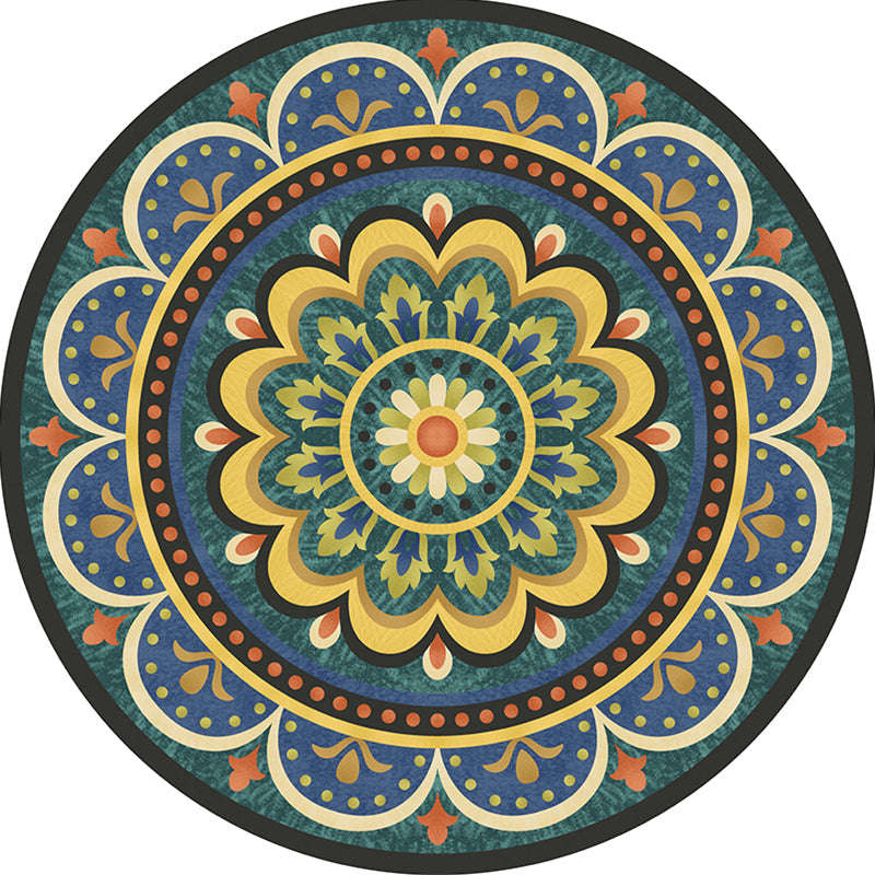 Multicolor Tribal Print Rug Polyester Bohemian Carpet Stain Resistant Machine Washable Non-Slip Rug for Bedroom Green-Blue Clearhalo 'Area Rug' 'Bohemian' 'Rugs' Rug' 2141127