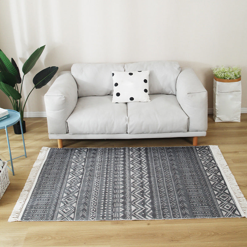 Stylish Boho Chic Rug Multicolor Geometric Rug Machine Wash Tassel-Trimmed Rug for Home Black Clearhalo 'Area Rug' 'Bohemian' 'Rugs' Rug' 2141528