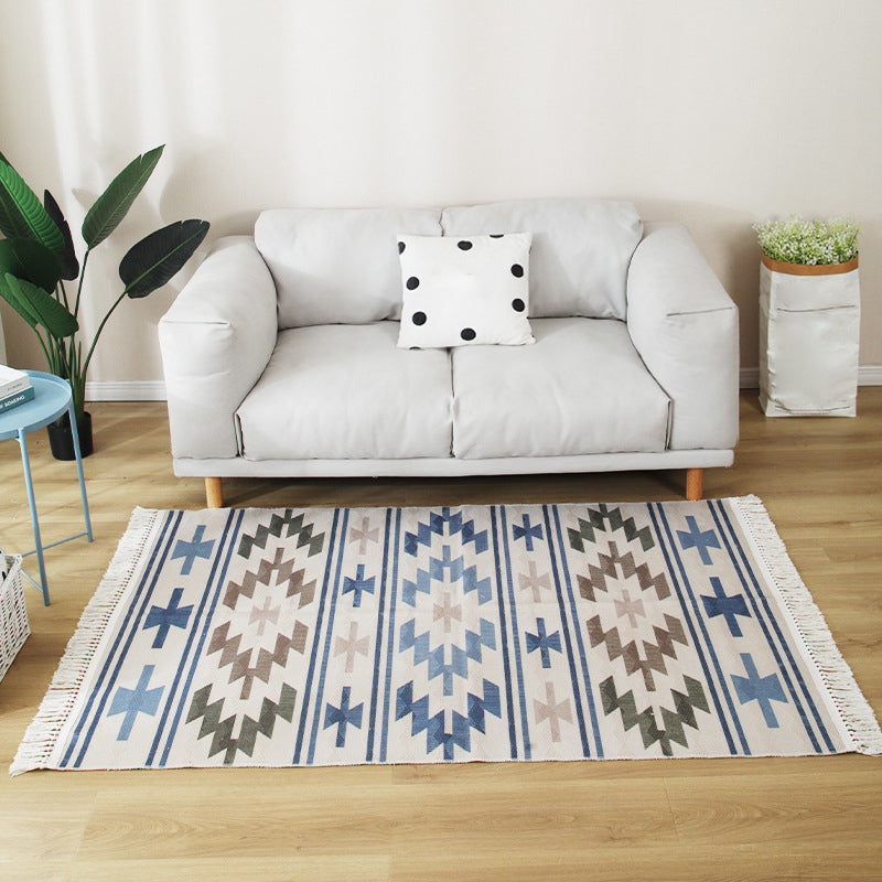 Stylish Boho Chic Rug Multicolor Geometric Rug Machine Wash Tassel-Trimmed Rug for Home Blue-Brown Clearhalo 'Area Rug' 'Bohemian' 'Rugs' Rug' 2141529