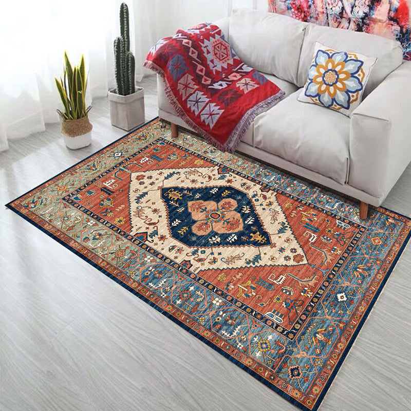 Bold Geometry Area Rug Polypropylene Bohemia Carpet Pet Friendly Machine Washable Non-Slip Rug for Living Room Brick Red Clearhalo 'Area Rug' 'Bohemian' 'Rugs' Rug' 2141548