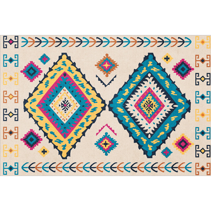 Classy Multicolor Geometric Rug Polypropylene Boho Chic Rug Non-Slip Backing Machine Washable Pet Friendly Carpet for Bedroom Blue-Yellow Clearhalo 'Area Rug' 'Bohemian' 'Rugs' Rug' 2141613