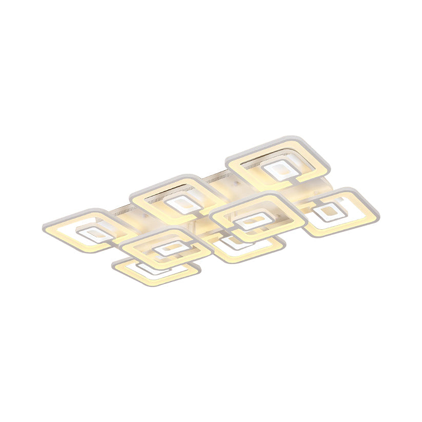 Modern 5/8-Head LED Flush Mount Light White Multi-Layer Ceiling Lamp with Acrylic Shade in Warm/White/Natural Light Clearhalo 'Ceiling Lights' 'Close To Ceiling Lights' 'Close to ceiling' 'Flush mount' Lighting' 214489