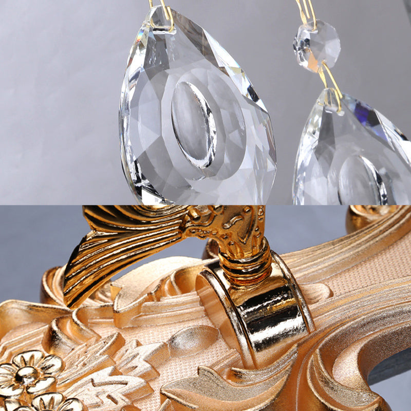 Candelabra Wall Lamp Contemporary Crystal 2 Lights Gold Wall Mount Light for Corridor Clearhalo 'Modern wall lights' 'Modern' 'Wall Lamps & Sconces' 'Wall Lights' Lighting' 214969