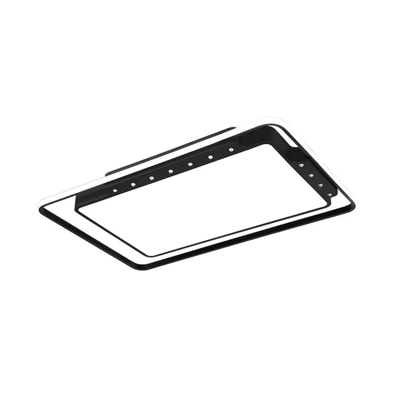 Black/White Rectangular Ceiling Light Fixture 16"/19.5"/32.5" Wide Simple Acrylic Living Room Flush Mount in Warm/White Light Clearhalo 'Ceiling Lights' 'Close To Ceiling Lights' 'Close to ceiling' 'Flush mount' Lighting' 215656