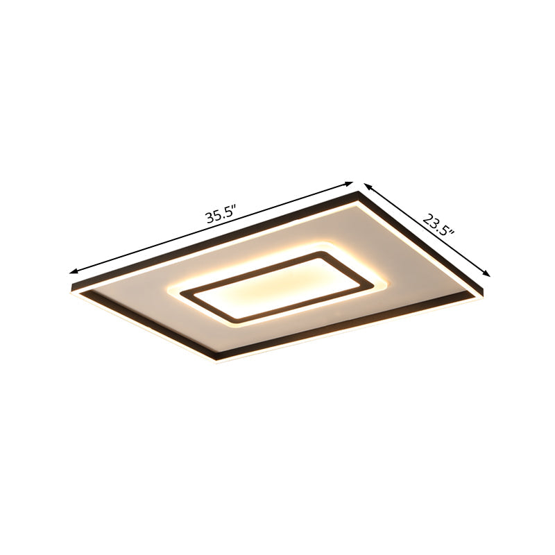 Acrylic Square/Rectangular Flush Ceiling Light Fixture 18"/21.5"/35.5" Wide Contemporary Dark Brown LED Flush Mount in Warm/White Light Clearhalo 'Ceiling Lights' 'Close To Ceiling Lights' 'Close to ceiling' 'Flush mount' Lighting' 215669