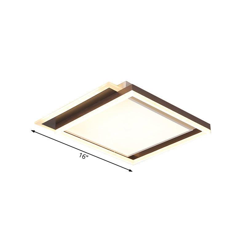 16"/19.5"/35.5" W Bedroom Flush Light Modern Acrylic Brown LED Ceiling Lighting in Warm/White Light Clearhalo 'Ceiling Lights' 'Close To Ceiling Lights' 'Close to ceiling' 'Flush mount' Lighting' 215723