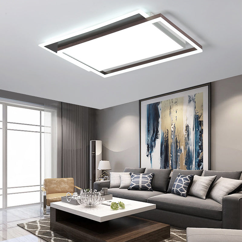 16"/19.5"/35.5" W Bedroom Flush Light Modern Acrylic Brown LED Ceiling Lighting in Warm/White Light Brown 35.5" White Clearhalo 'Ceiling Lights' 'Close To Ceiling Lights' 'Close to ceiling' 'Flush mount' Lighting' 215726