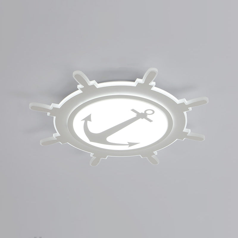 Simplicity Rudder Shaped Flush Ceiling Light Acrylic Kindergarten LED Flush Mount Lighting Fixture in White Clearhalo 'Ceiling Lights' 'Close To Ceiling Lights' 'Close to ceiling' 'Flush mount' Lighting' 2161974