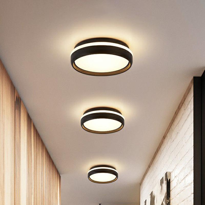 Round LED Flush Mount Minimalist Metallic Kindergarten Flushmount Ceiling Lighting Black Clearhalo 'Ceiling Lights' 'Close To Ceiling Lights' 'Close to ceiling' 'Flush mount' Lighting' 2162229