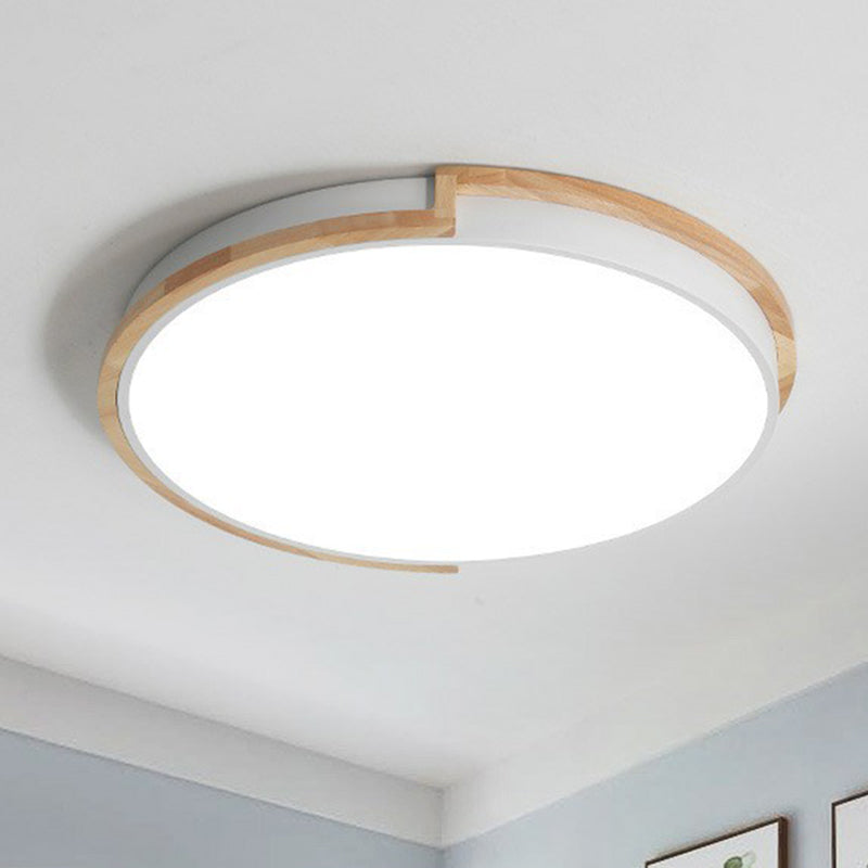 Circular LED Flush Mount Minimalist Acrylic Living Room Flushmount Ceiling Light with Wooden Frame Clearhalo 'Ceiling Lights' 'Close To Ceiling Lights' 'Close to ceiling' 'Flush mount' Lighting' 2162264