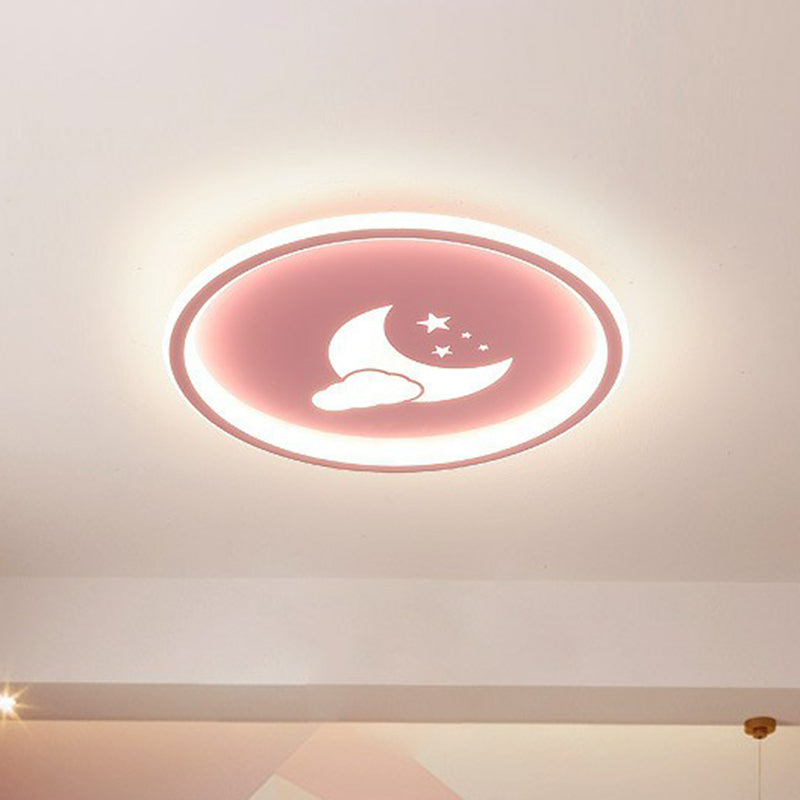 Metallic Ring Shaped LED Flush Mount Lighting Nordic Style Flush Mount Ceiling Light with Star and Moon Pattern Clearhalo 'Ceiling Lights' 'Close To Ceiling Lights' 'Close to ceiling' 'Flush mount' Lighting' 2162316
