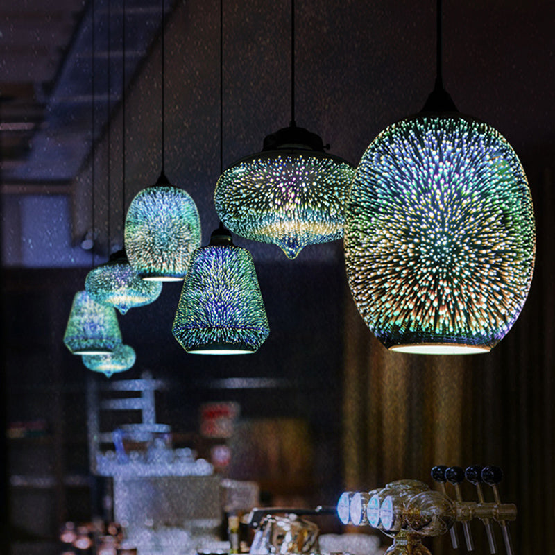 Geometric Restaurant Multi Light Pendant 3D Glass Modern Style Hanging Lighting in Black Clearhalo 'Ceiling Lights' 'Close To Ceiling Lights' 'Glass shade' 'Glass' 'Modern Pendants' 'Modern' 'Pendant Lights' 'Pendants' Lighting' 2162451
