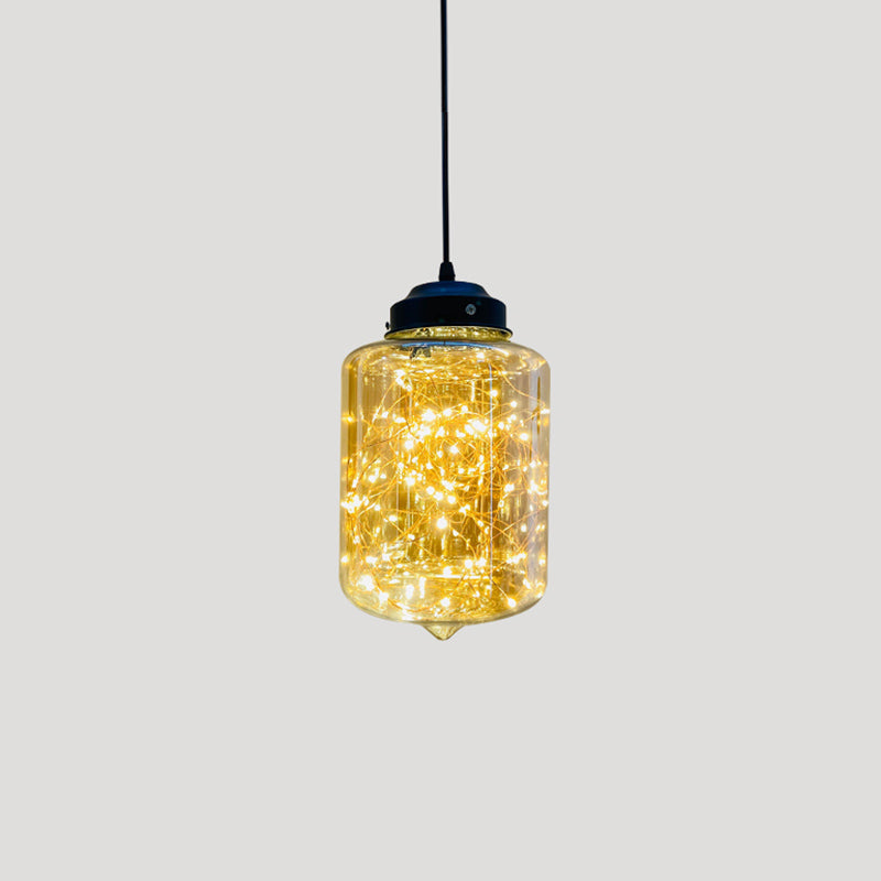 Geometric LED Pendant Light Fixture Suspension Light Simplicity Clear Glass Bedroom Starry Pendant Light Fixture Amber C Clearhalo 'Ceiling Lights' 'Close To Ceiling Lights' 'Glass shade' 'Glass' 'Modern Pendants' 'Modern' 'Pendant Lights' 'Pendants' Lighting' 2162481