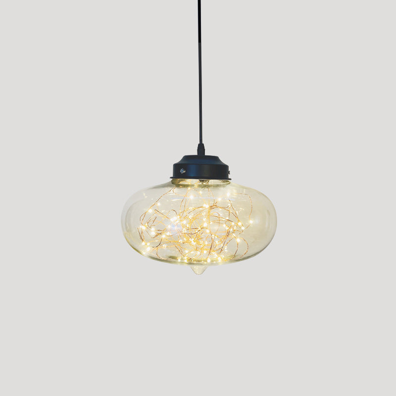 Geometric LED Pendant Light Fixture Suspension Light Simplicity Clear Glass Bedroom Starry Pendant Light Fixture Clear D Clearhalo 'Ceiling Lights' 'Close To Ceiling Lights' 'Glass shade' 'Glass' 'Modern Pendants' 'Modern' 'Pendant Lights' 'Pendants' Lighting' 2162483