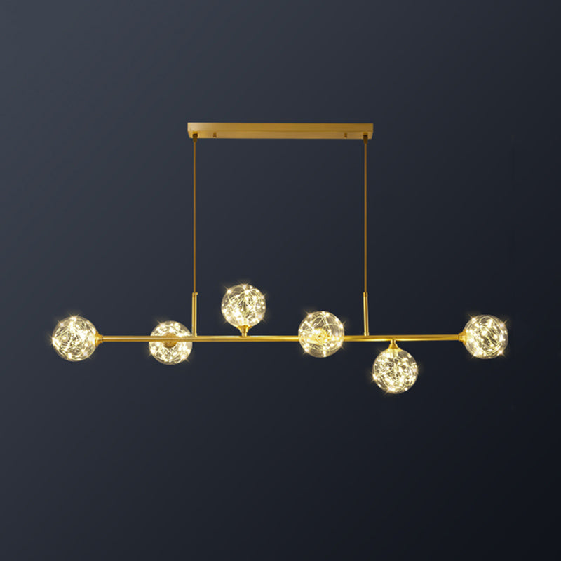 Clear Glass Sphere Shade Pendant Light Minimalist Brass LED Hanging Island Lighting Clearhalo 'Ceiling Lights' 'Island Lights' Lighting' 2162523