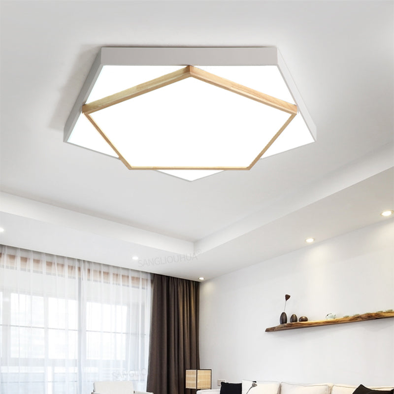 14"/18"/21.5" Wide Pentagon Flush Mount Contemporary Acrylic Grey/White LED Flush Mount Lamp in White/Warm/Natural Light Clearhalo 'Ceiling Lights' 'Close To Ceiling Lights' 'Close to ceiling' 'Flush mount' Lighting' 216634