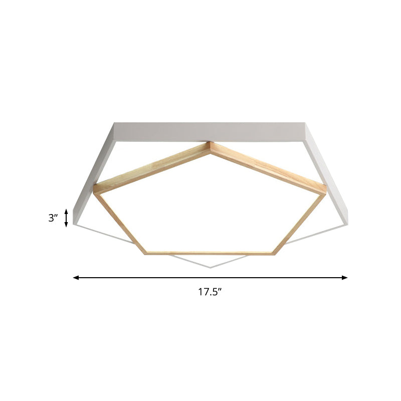 14"/18"/21.5" Wide Pentagon Flush Mount Contemporary Acrylic Grey/White LED Flush Mount Lamp in White/Warm/Natural Light Clearhalo 'Ceiling Lights' 'Close To Ceiling Lights' 'Close to ceiling' 'Flush mount' Lighting' 216637