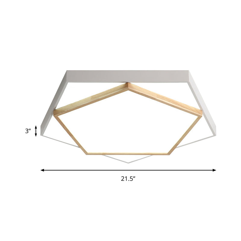 14"/18"/21.5" Wide Pentagon Flush Mount Contemporary Acrylic Grey/White LED Flush Mount Lamp in White/Warm/Natural Light Clearhalo 'Ceiling Lights' 'Close To Ceiling Lights' 'Close to ceiling' 'Flush mount' Lighting' 216638