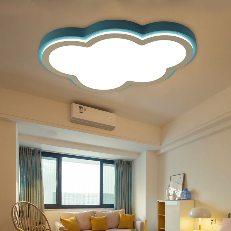 Blue Acrylic Shade Flush Mount Lamp Modernist LED Blue Flush Ceiling Light Fixture in Warm/White Light for Child Bedroom Clearhalo 'Ceiling Lights' 'Close To Ceiling Lights' 'Close to ceiling' 'Flush mount' Lighting' 216684