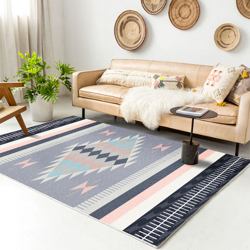 Traditional Multi-Color Patterned Rug Polyester Boho Chic Rug Non-Slip Machine Washable Stain Resistant Area Carpet for Home Light Purple Clearhalo 'Area Rug' 'Bohemian' 'Rugs' Rug' 2170200