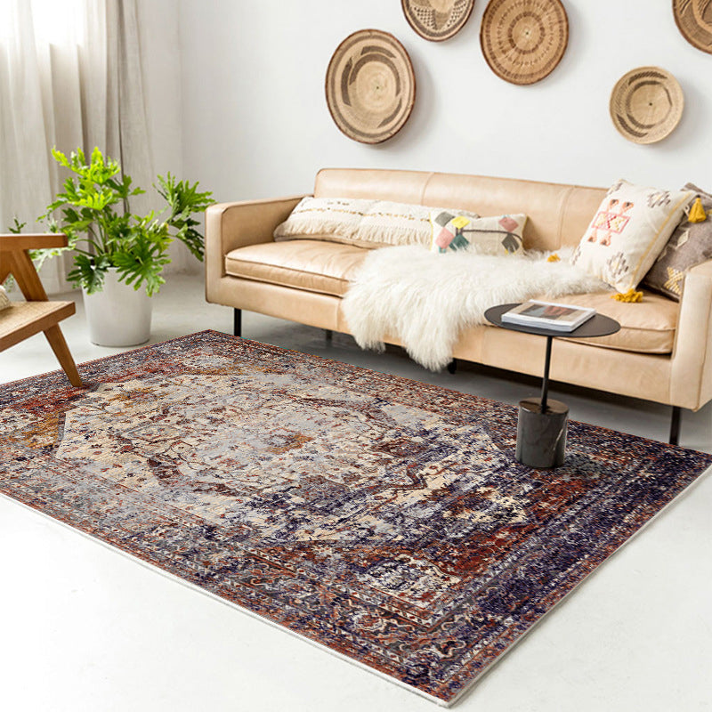 Traditional Multi-Color Patterned Rug Polyester Boho Chic Rug Non-Slip Machine Washable Stain Resistant Area Carpet for Home Gray-Purple Clearhalo 'Area Rug' 'Bohemian' 'Rugs' Rug' 2170208