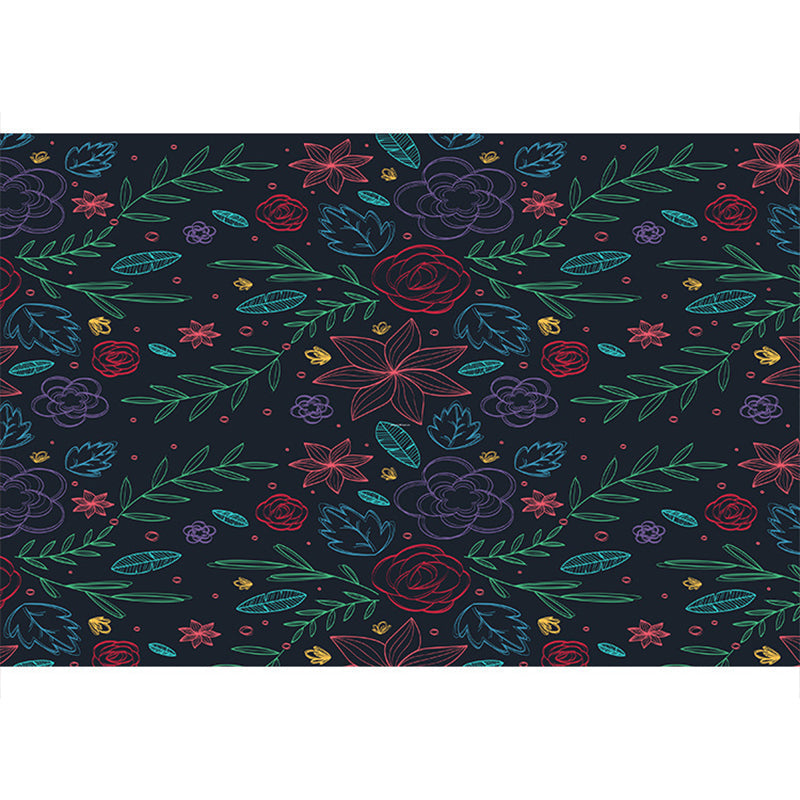 Bohemian Mosaic Tile Print Rug Multicolored Polypropylene Rug Stain Resistant Washable Non-Slip Backing Rug for Home Decoration Black Clearhalo 'Area Rug' 'Bohemian' 'Rugs' Rug' 2170239