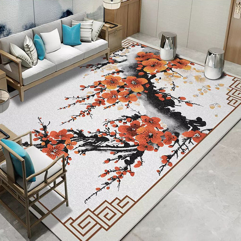 Glamour Drawing Print Rug Multicolor Chinoiserie Carpet Synthetics Pet Friendly Non-Slip Backing Washable Rug for Home Yellow-Red Clearhalo 'Area Rug' 'Rug' 2170354