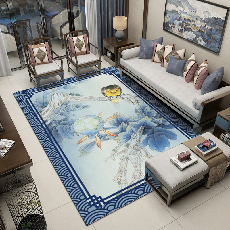 Fancy Multicolor Flower Rug Polypropylene Asian Style Rug Stain Resistant Anti-Slip Backing Pet Friendly Rug for Guest Room Blue Clearhalo 'Area Rug' 'Rug' 2170375