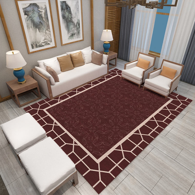 Fancy Multicolor Flower Rug Polypropylene Asian Style Rug Stain Resistant Anti-Slip Backing Pet Friendly Rug for Guest Room Red Brown Clearhalo 'Area Rug' 'Rug' 2170381