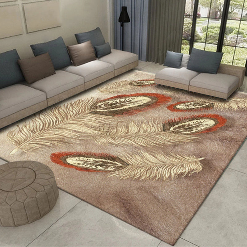 Multi Color Asia Indoor Rug Synthetics 3D Patterned Carpet Washable Stain Resistant Anti-Slip Backing Rug for Great Room Beige Clearhalo 'Area Rug' 'Rug' 2170384