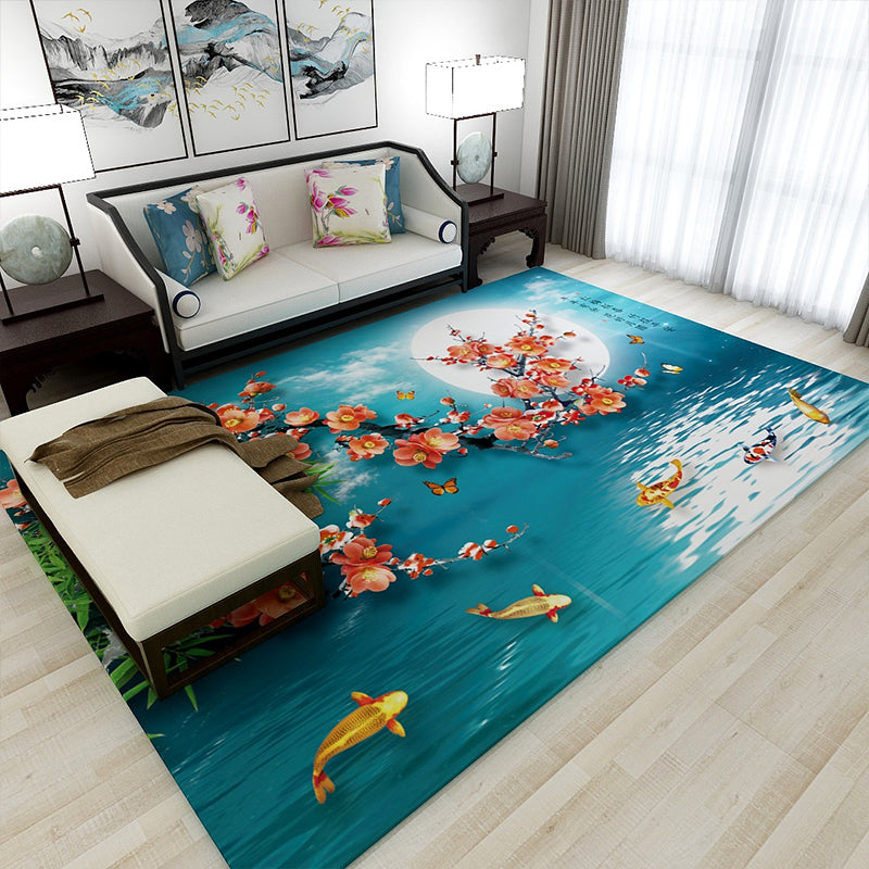 Vintage Blossom Print Rug Multi-Color Oriental Carpet Polypropylene Anti-Slip Stain Resistant Machine Washable Rug for Tearoom Red Clearhalo 'Area Rug' 'Rug' 2170419