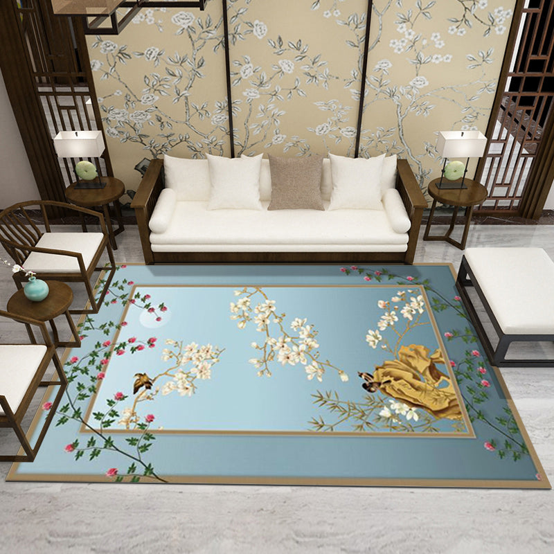 Vintage Blossom Print Rug Multi-Color Oriental Carpet Polypropylene Anti-Slip Stain Resistant Machine Washable Rug for Tearoom Dark Green Clearhalo 'Area Rug' 'Rug' 2170421