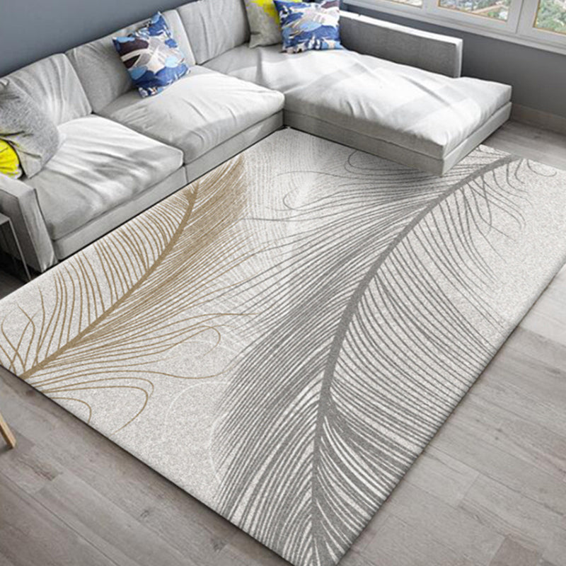 Chic Oriental Rug Polyester Flower Botanical Rug Non-Slip Machine Washable Pet Friendly Carpet for Family Room Tan Clearhalo 'Area Rug' 'Rug' 2170476