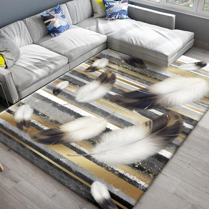 Chic Oriental Rug Polyester Flower Botanical Rug Non-Slip Machine Washable Pet Friendly Carpet for Family Room Gold Clearhalo 'Area Rug' 'Rug' 2170480