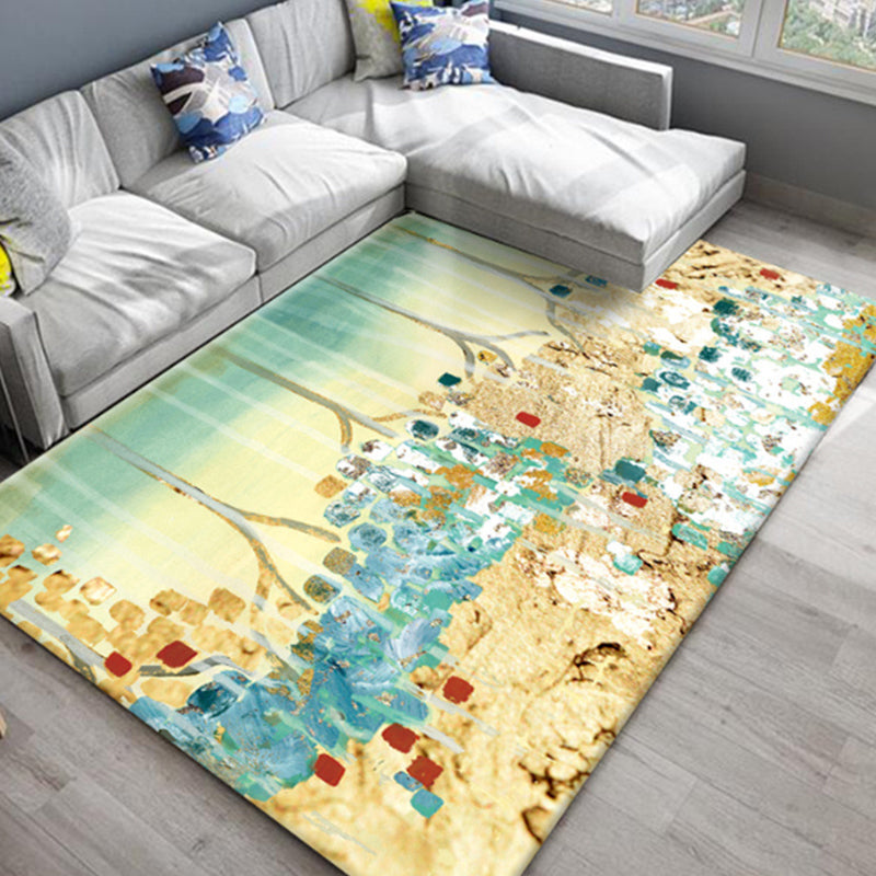Chic Oriental Rug Polyester Flower Botanical Rug Non-Slip Machine Washable Pet Friendly Carpet for Family Room Yellow Clearhalo 'Area Rug' 'Rug' 2170485